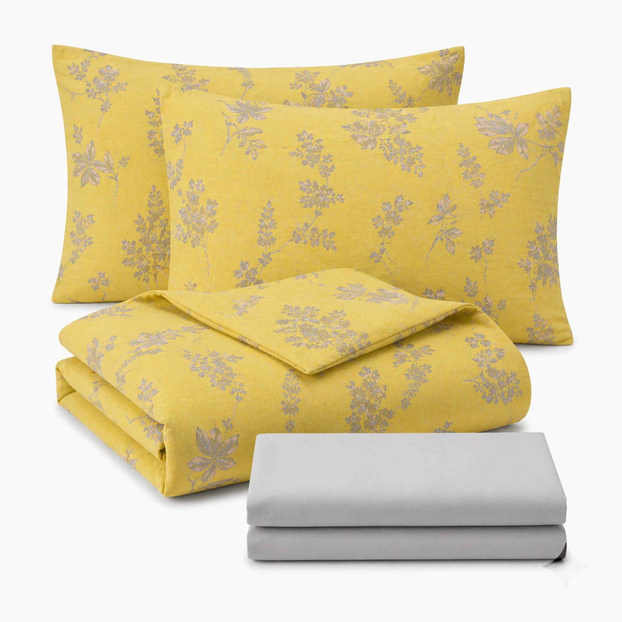 Alilang Unisex 4-Piece Cotton Bedding Set with Floral Print Duvet Cover, Pillowcases, and Flat Sheet for Elegant Bedroom