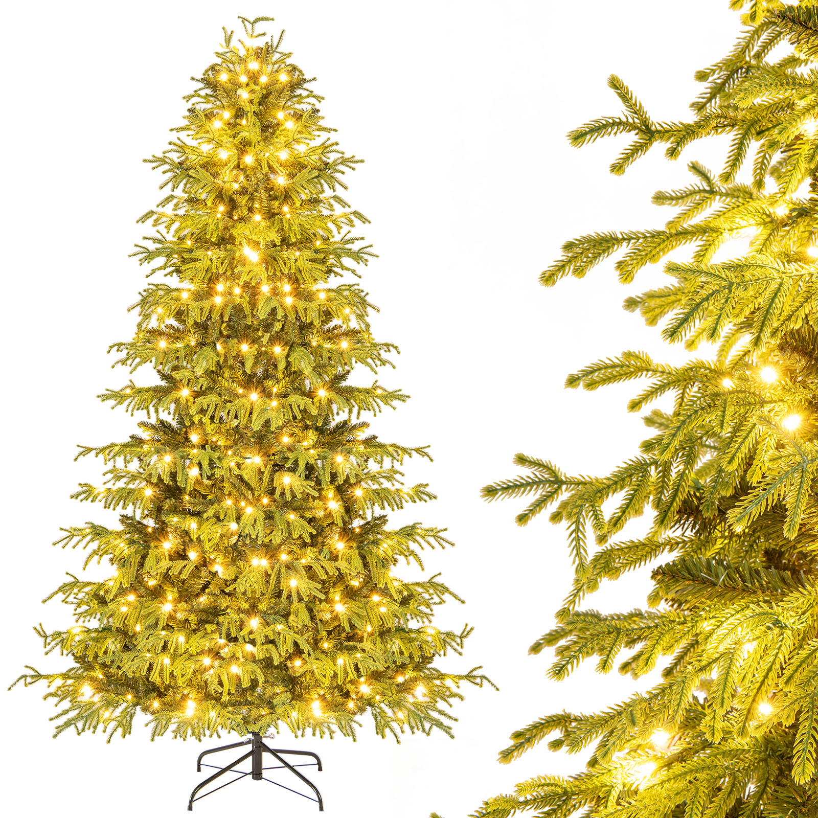 LJG Artificial Christmas Tree with LED Lights and PVC Mixed Branch Tips-7