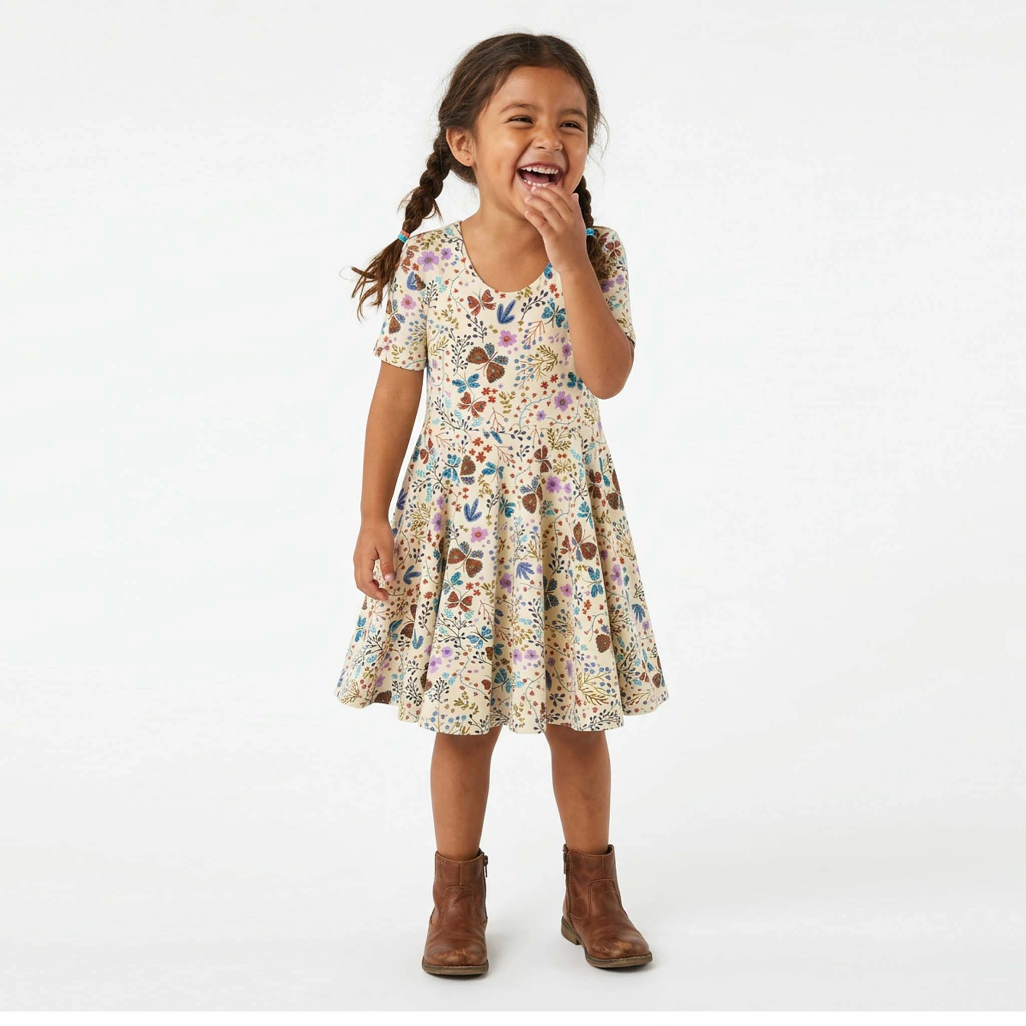 Mightly Girls Organic Cotton Short Sleeve Skater Twirl Dress