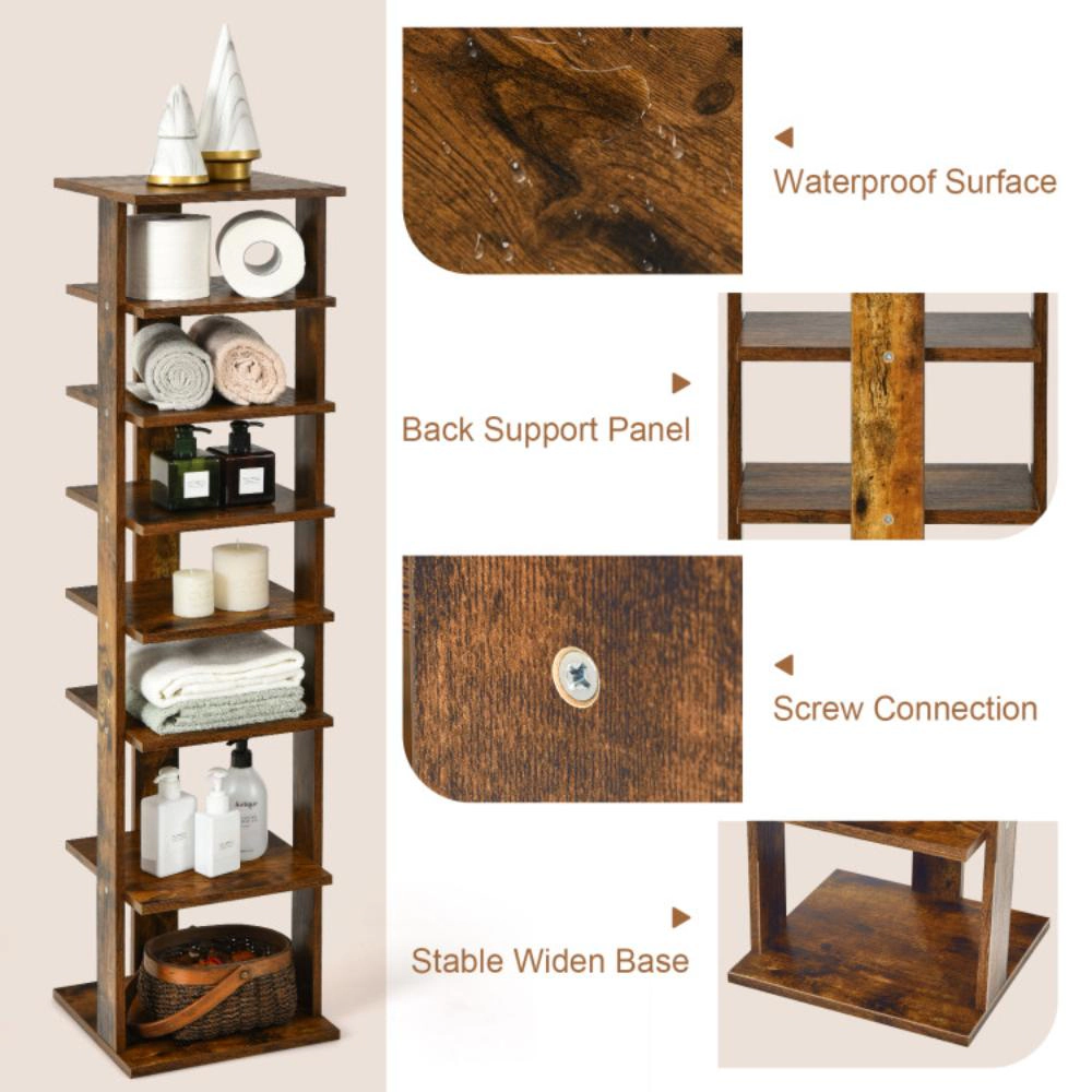 Hivvago 7-Tiers Vertical Wooden Space Saving Shoe Rack for Front Door