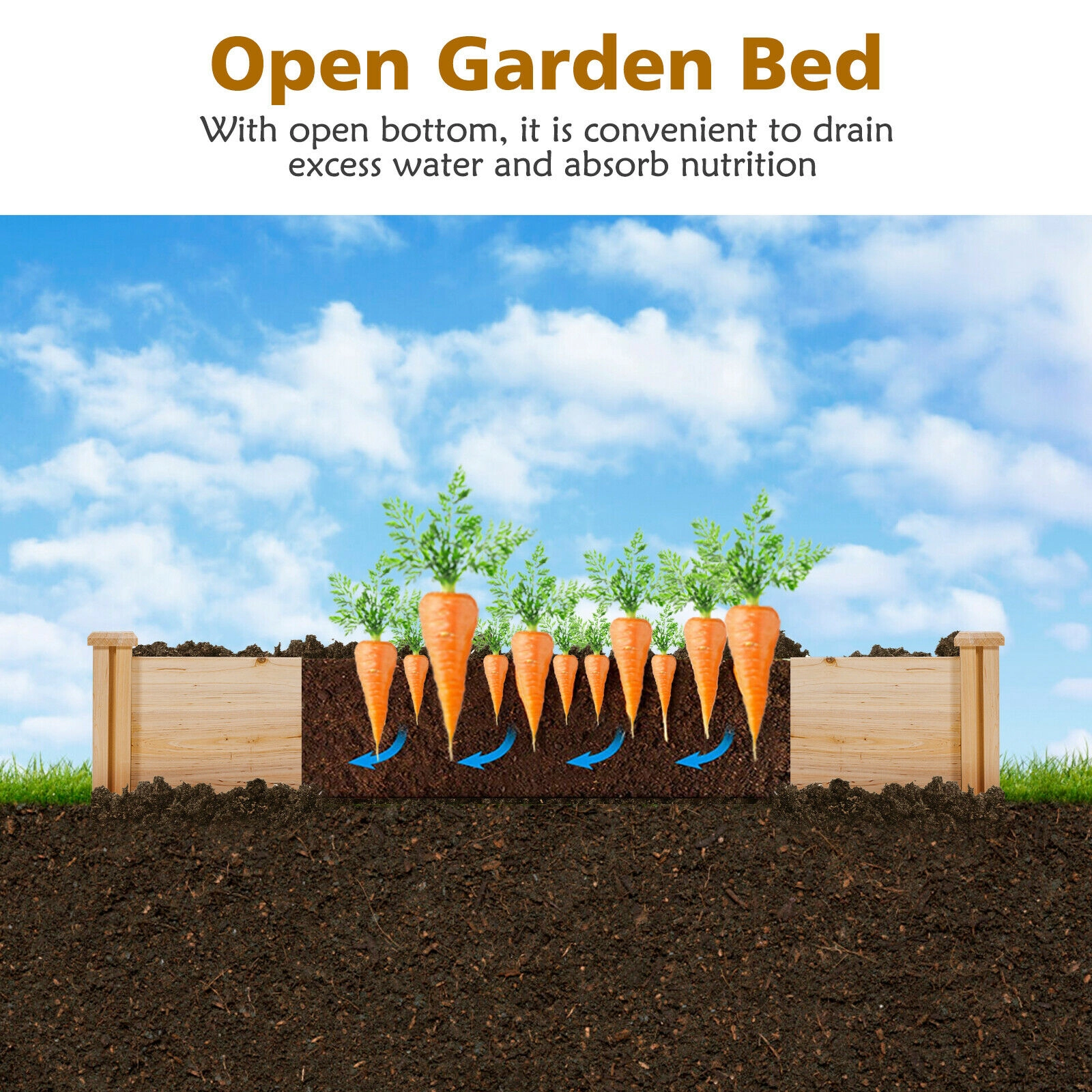 SlickBlue Outdoor 5 Section Wooden Raised Garden Bed Planter