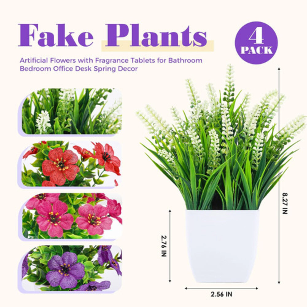 Haven Craftworks Unisex Artificial Potted Flowers 4-Piece Set