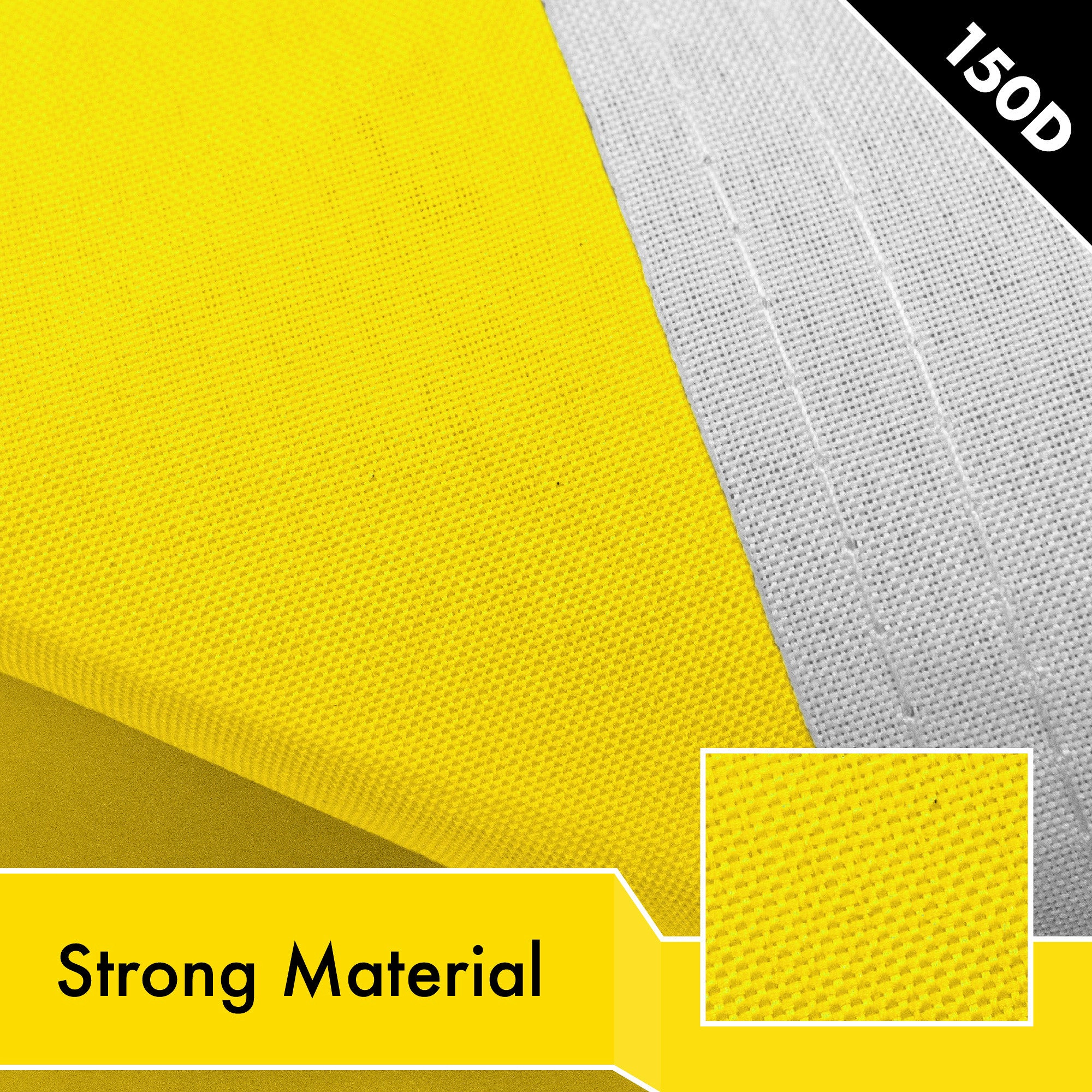 G128 Solid Yellow Flag 2x3 Ft - LiteWeave Pro 150D Polyester, Dye-Sublimated, Brass Grommets
