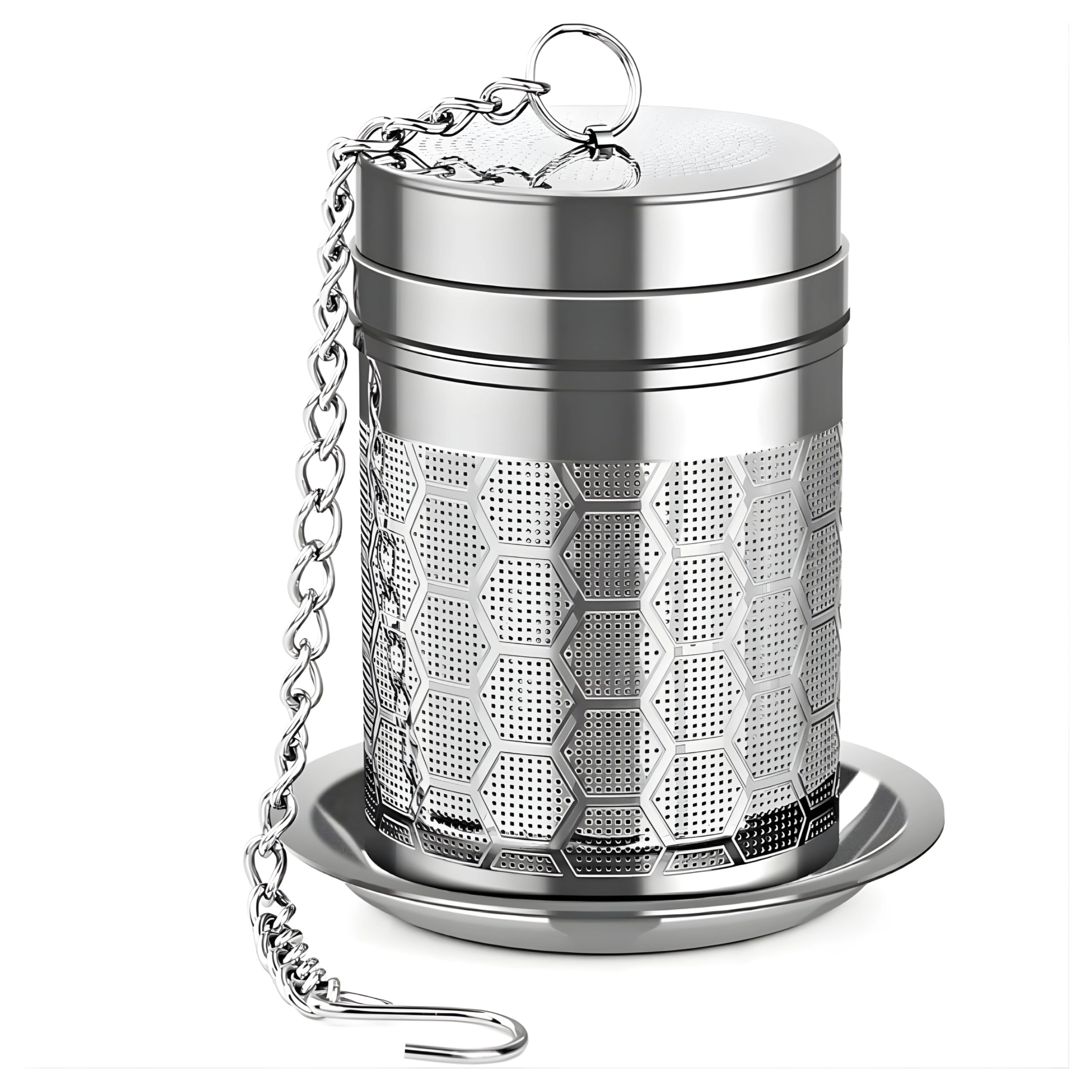 Kitcheniva Stainless Steel Fine Mesh Tea Infuser With Chain & Drip Tray