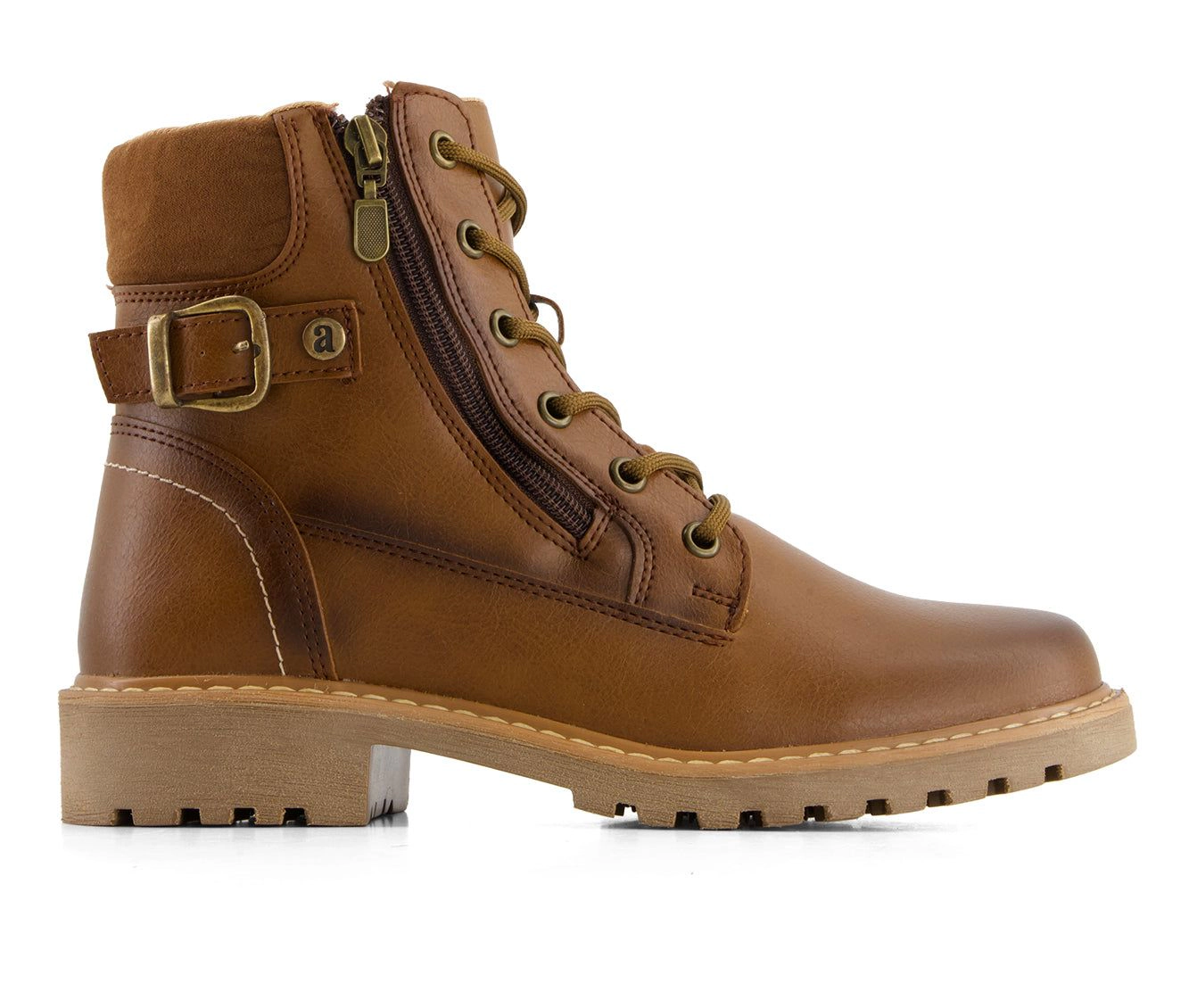 Andrea Womens Side Zipper Lace Up Boots