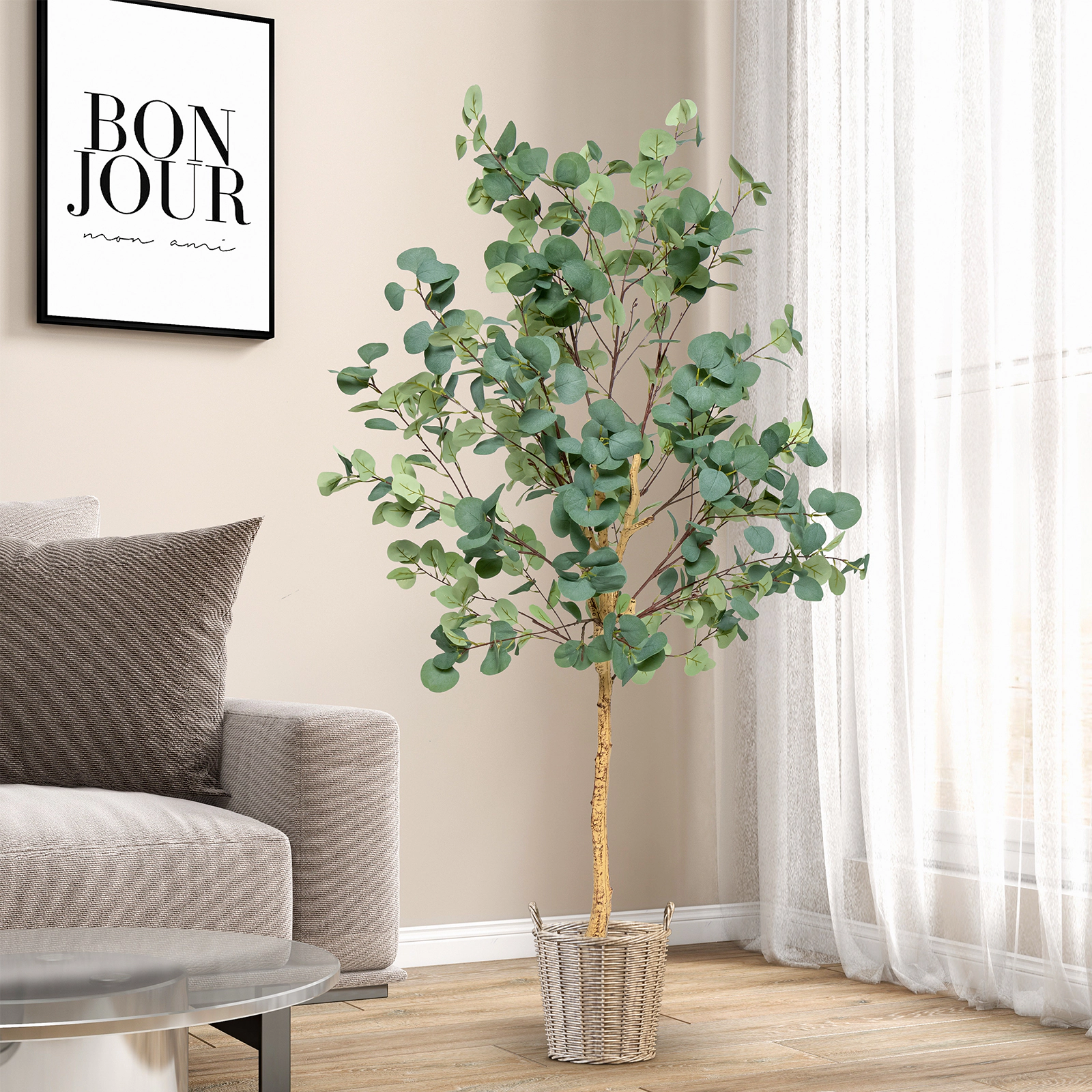 SlickBlue  Set of 2 5.5 ft Faux Eucalyptus Tree with Decorative Planter