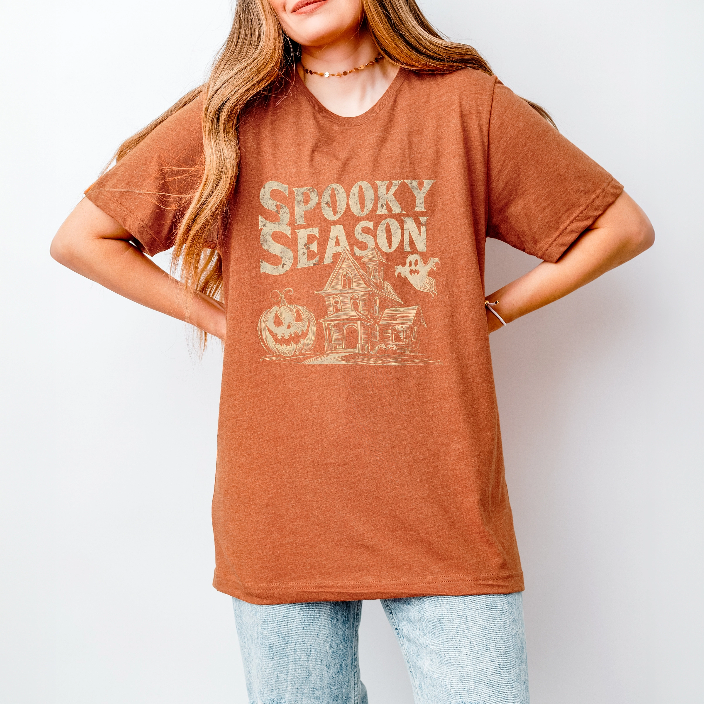 Simply Sage Market - Women's Short Sleeve Graphic T-Shirt Spooky Season Haunted House