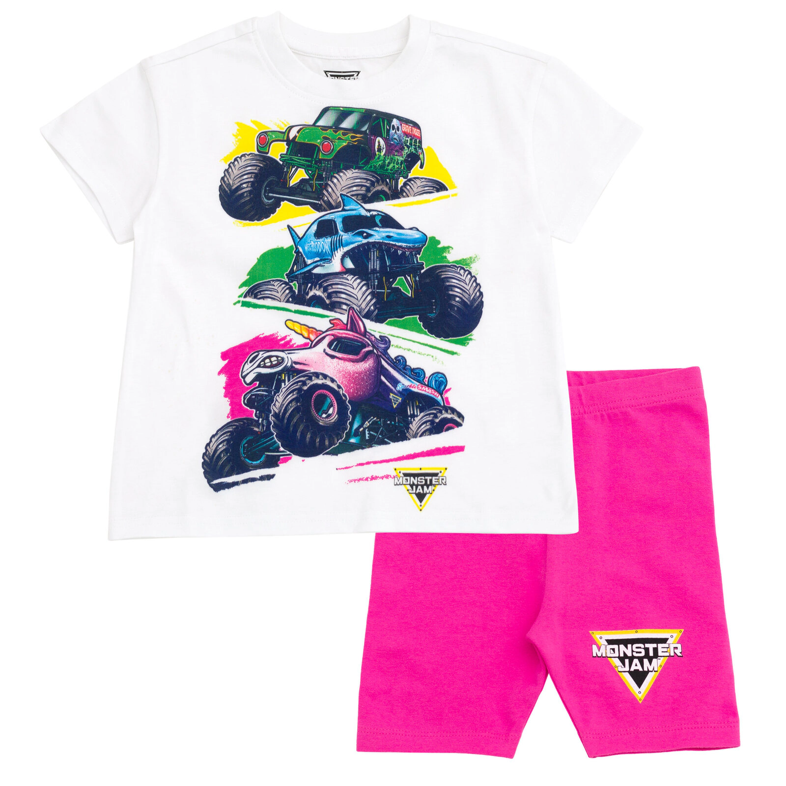 Monster Jam Girls' 2-Piece T-Shirt and Bike Shorts Set