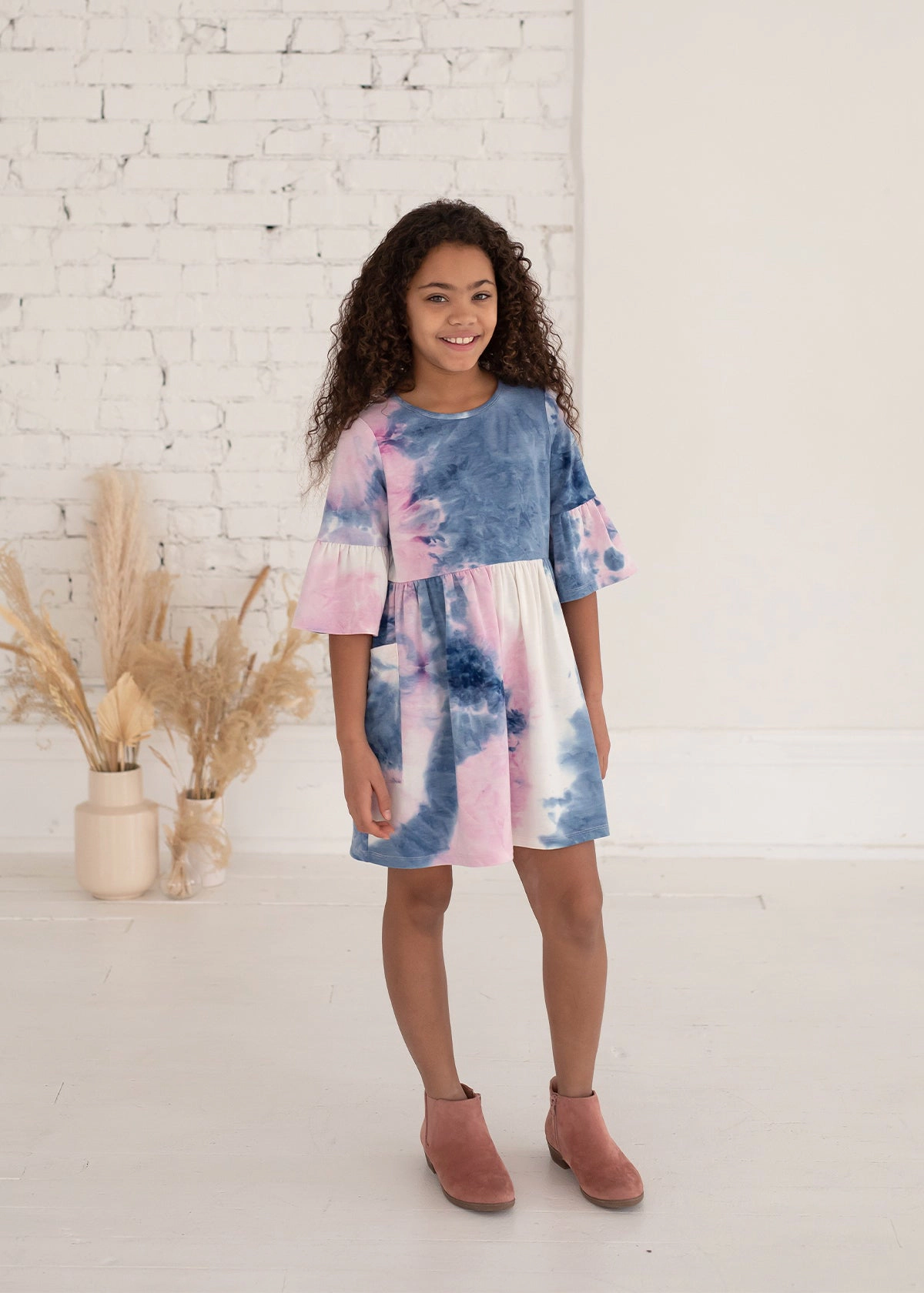 Mabel and Honey Frilly Lady Knit Tie Dye Dress