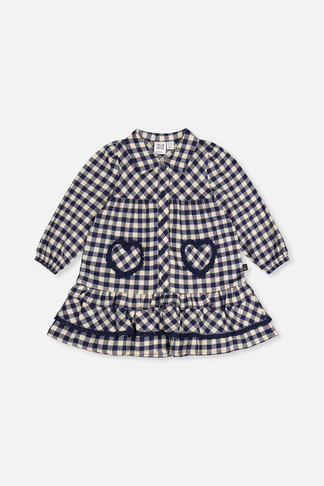 Deux par Girls Frilled Gingham Print Shirt Dress