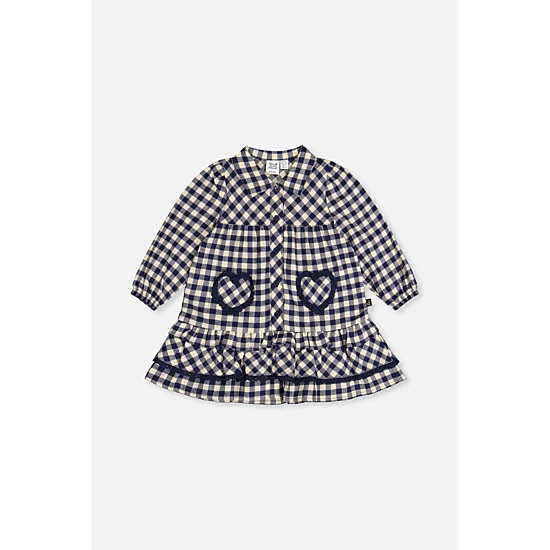 Deux par Deux Girls Frilled Gingham Print Shirt Dress
