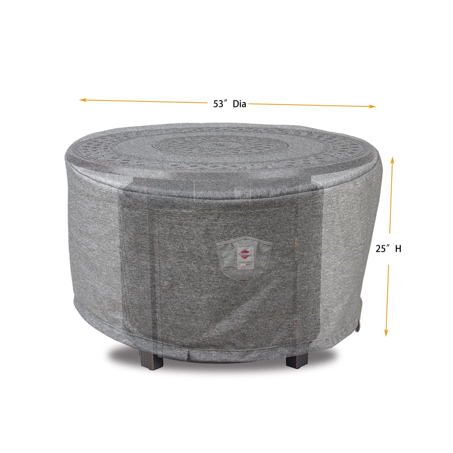 Summerset Shield Platinum 3-Layer Water Resistant Outdoor Fire Table Round Cover - 53x25", Grey Melange