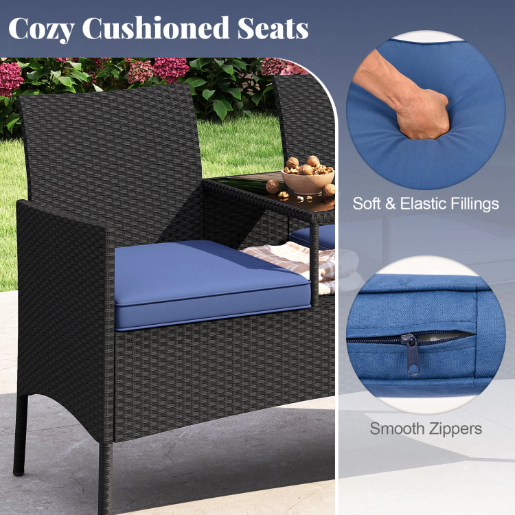 Hivvago Patio Loveseat With Built-In Table For Backyard Porch