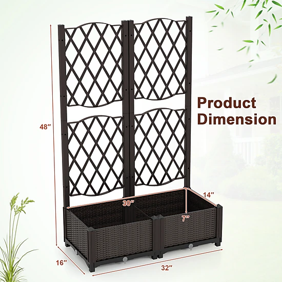 SlickBlue Raised Planter Box with Climbing Trellis for Garden
