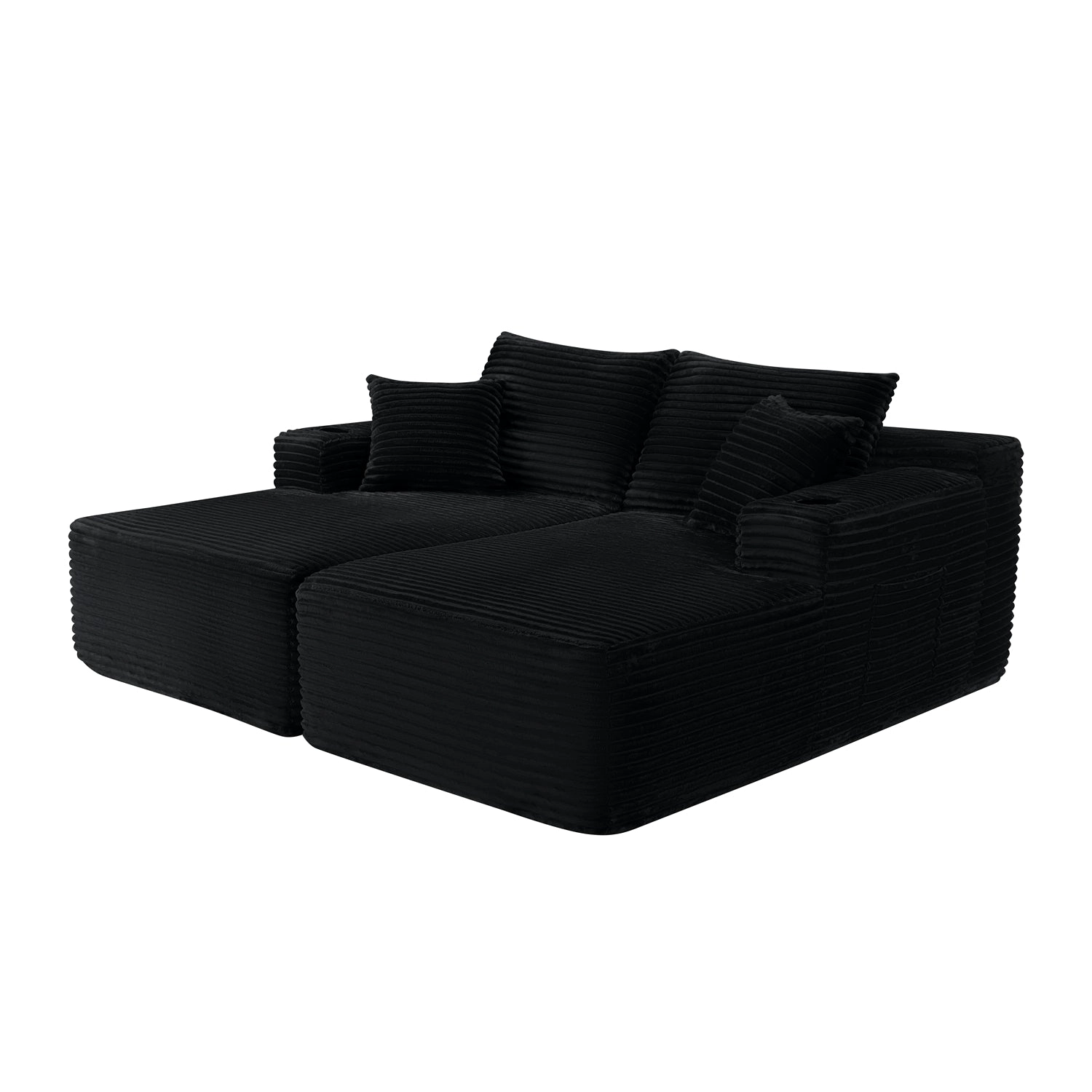 GBruno Plush Fabric Sectional Sofa With Double Chaise