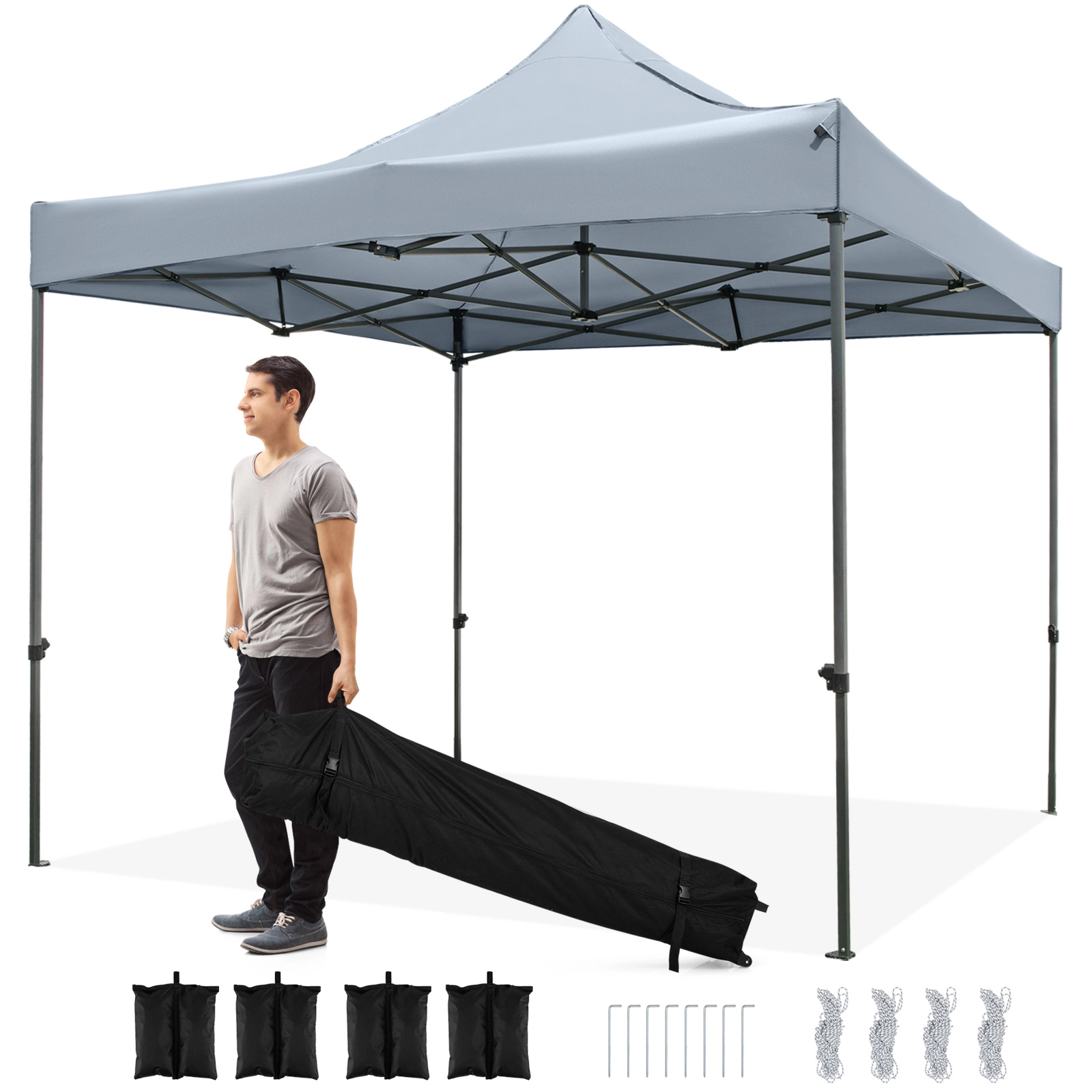 LJG 10 x FT Outdoor Pop up Canopy Tent Easy Setup Gazebo Shelter with Wheeled Bag