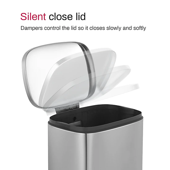 Innovaze 13 Gal./50 Liter Oval Shape Stainless Steel Step-on Trash Can for Kitchen
