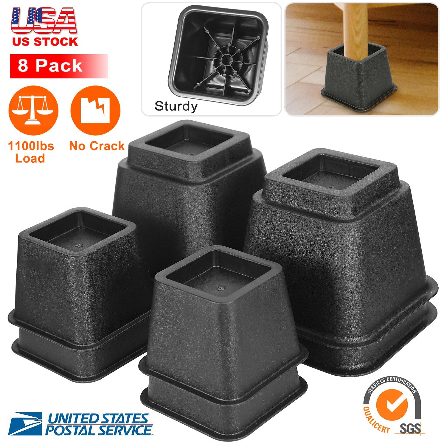 GBruno 8 Pcs Adjustable Furniture Risers