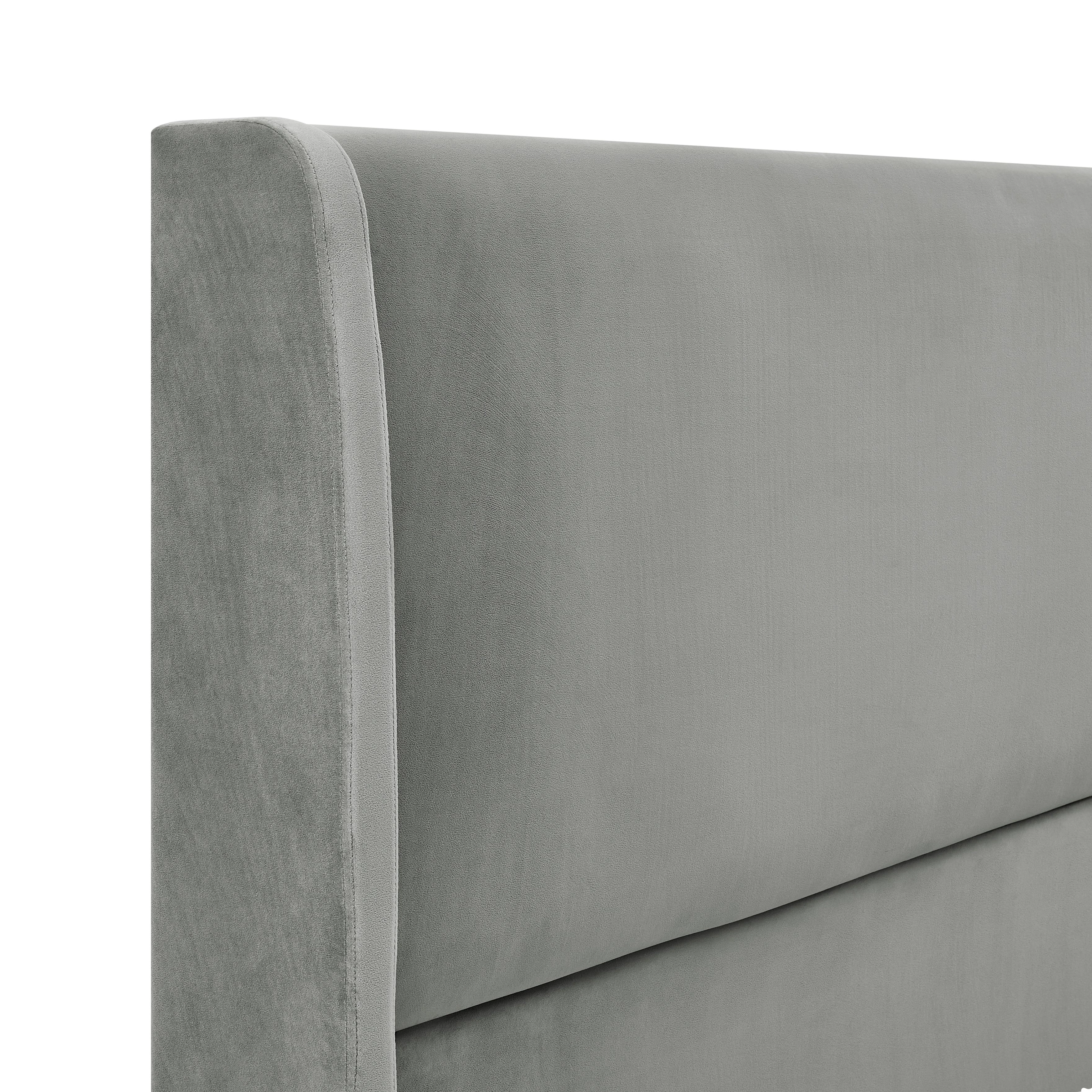 Flynama Rozitta Queen Velvet Wingback Platform Bed, Gray