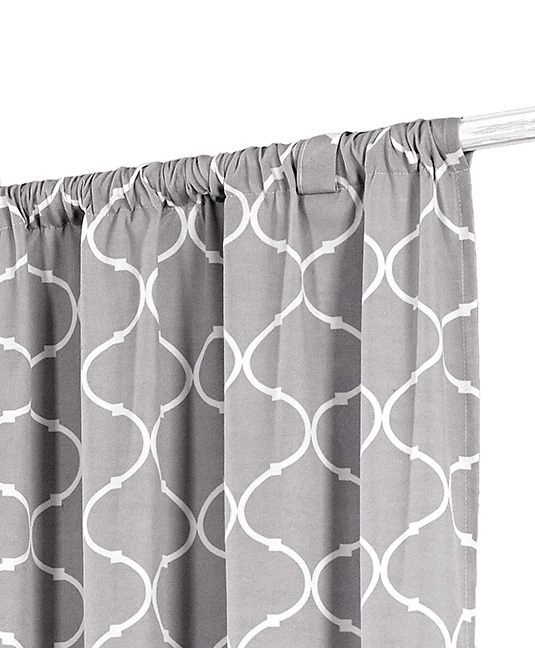 Kate Aurora Gray & White Lattice Clover Ultra Luxurious Single Tie Up Window Curtain Shade - 42 in. W x 63 in. L