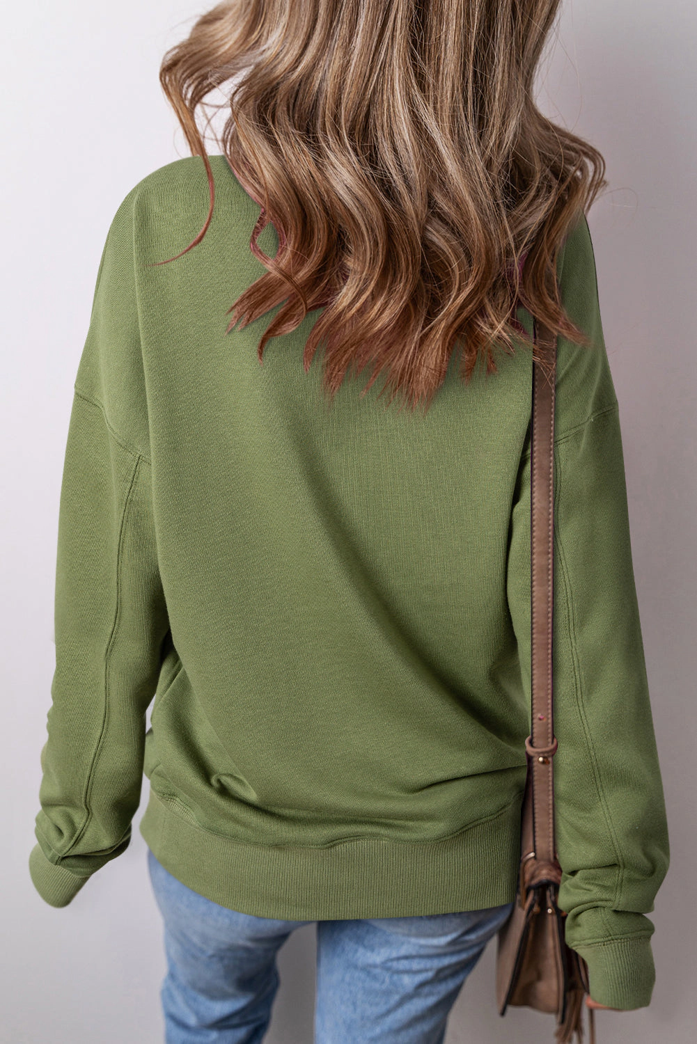Threaded Pear Women's Ainsley Crisscross Stitching Loose Sweatshirt