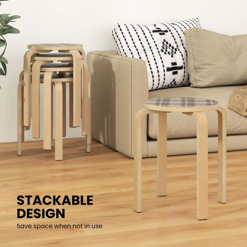 Hivvago Set Of 4 Stackable Bentwood Dining Chairs With Round Top