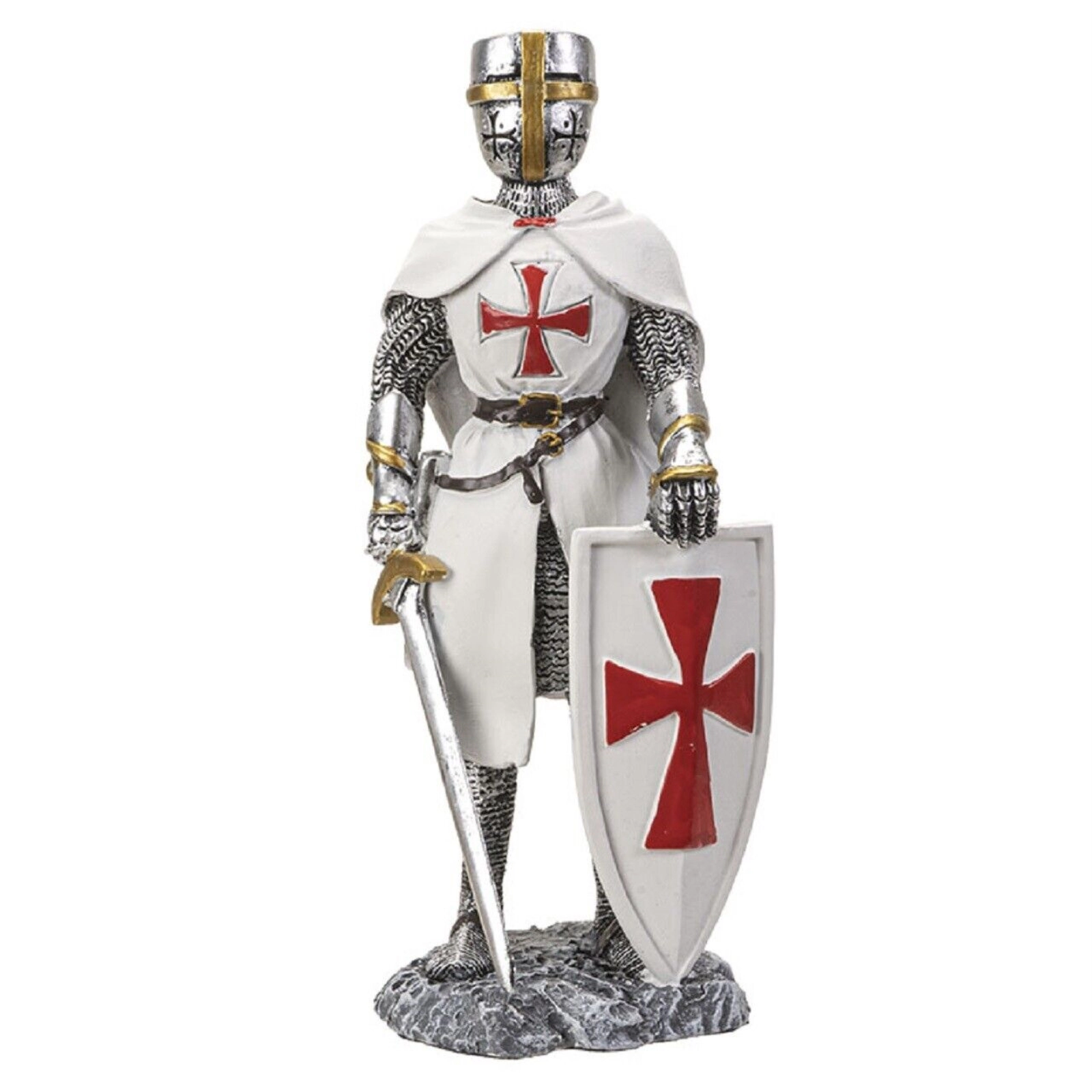Pacific Giftware Crusader Knight with Shield Figurine 8 Inch Multicolor