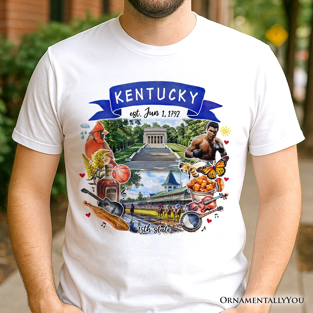 OrnamentallyYou Unisex Artistic Kentucky State Themes And Landmarks T-Shirt