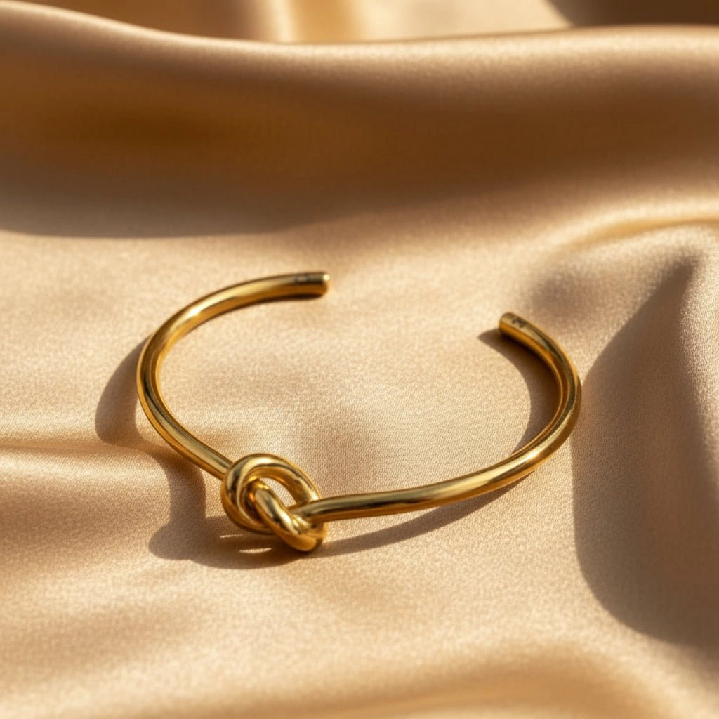 DressAtR Women's Knot 18K Gold Plated Bangle Bracelet