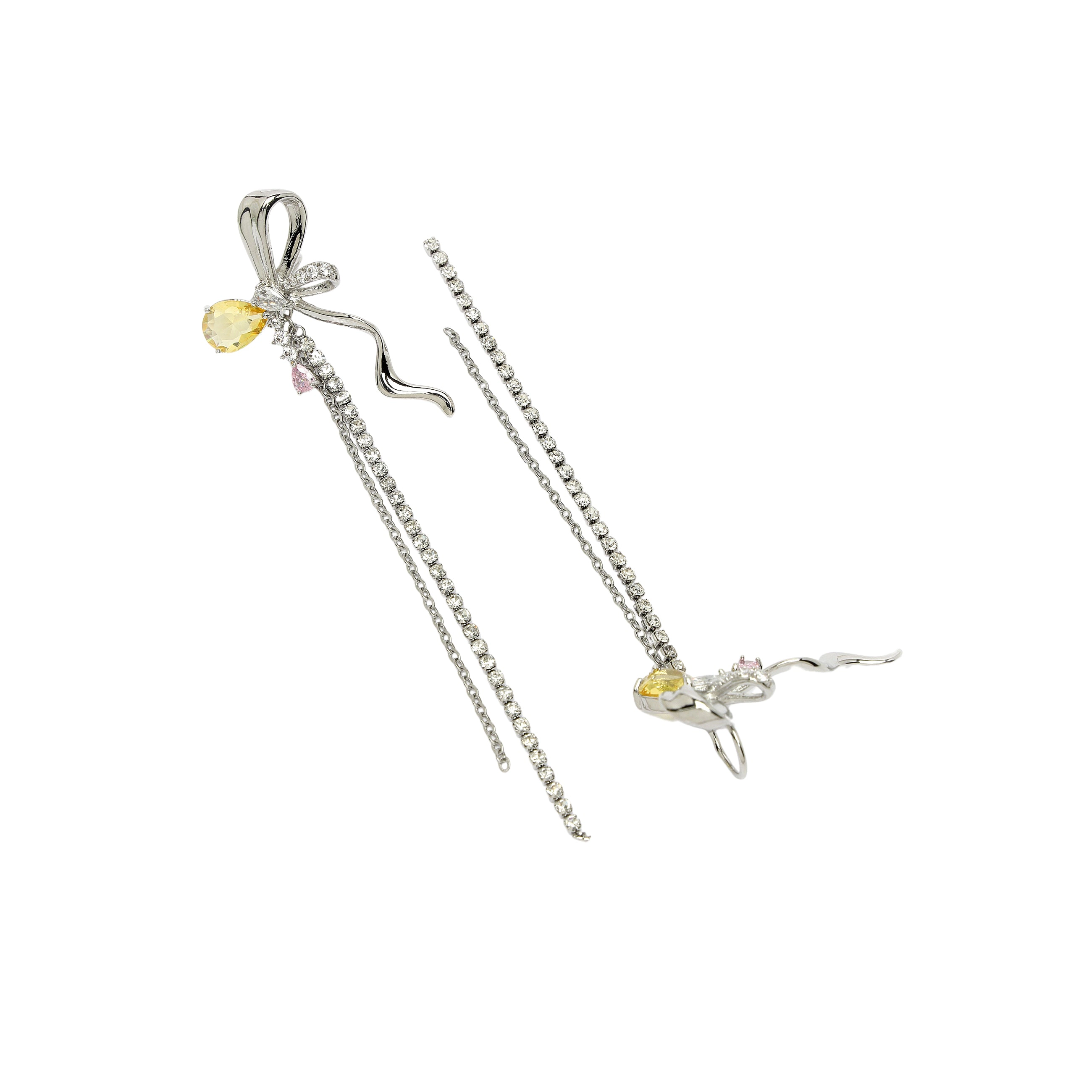 AGP PARIS Womens Diva Collection Bow Chain Dangle Drop Earrings