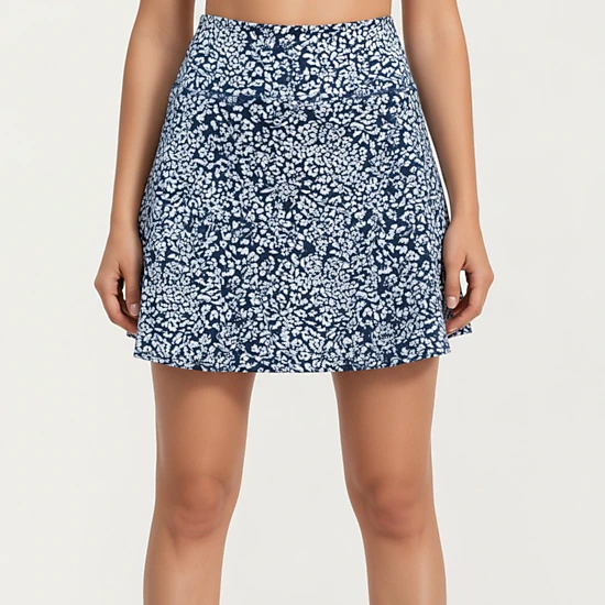 Anna-Kaci Women's Printed High-Waist A-Line Skirt with Soft Flowing Fabric Smooth Wide Waistband and Everyday Silhouette