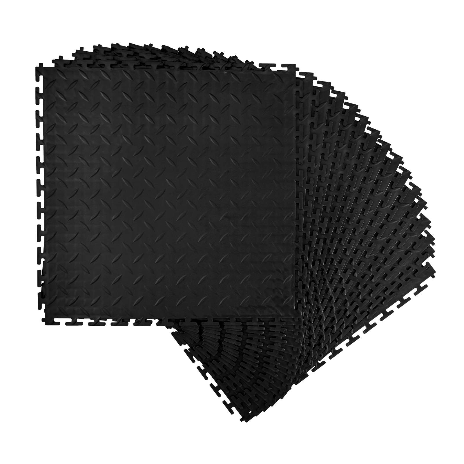 HONGGE Garage Floor Tiles Interlocking 20.2 x 20.2 x 0.2 in Interlocking Modular Garage Flooring Tiles Diamond Plate