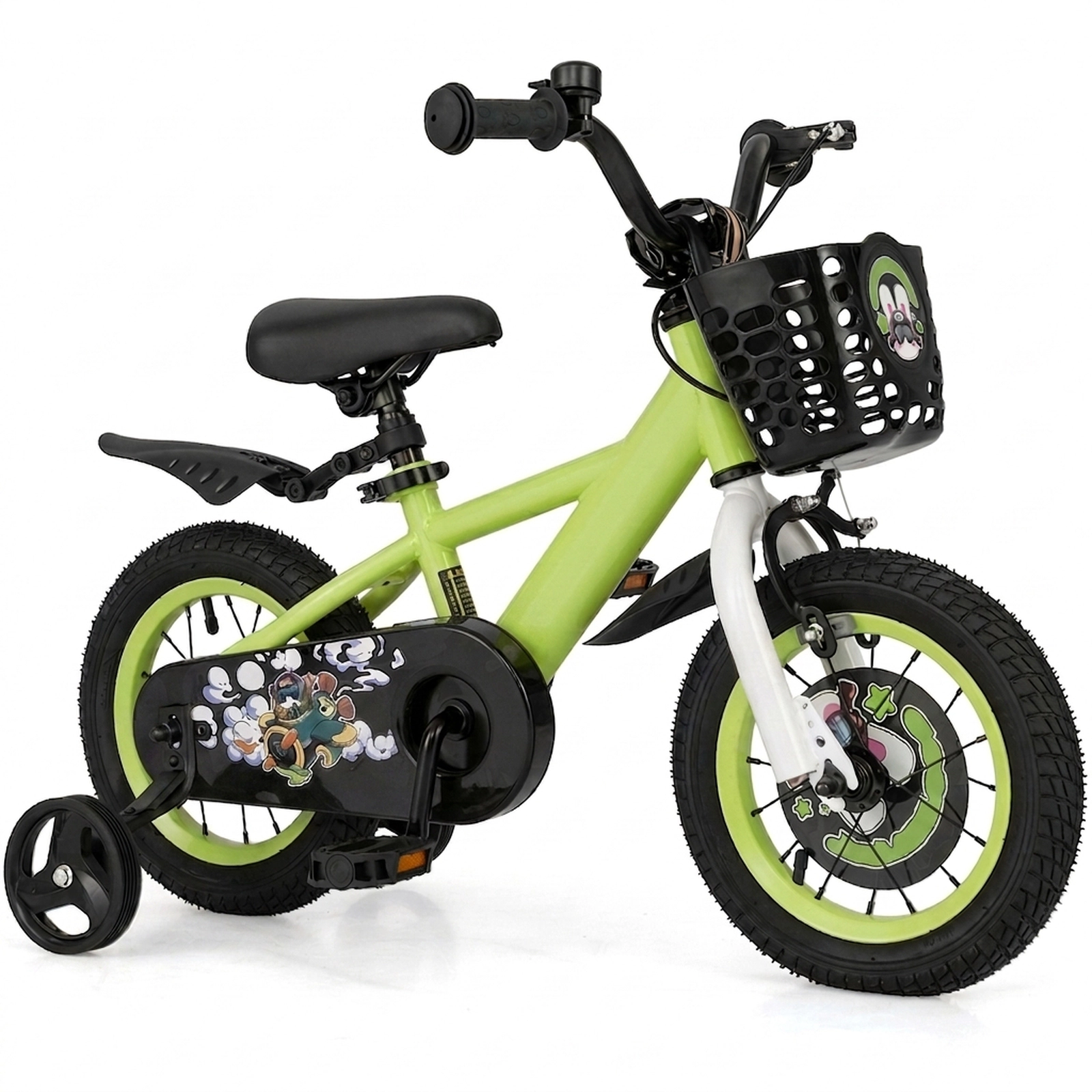 SUGIFT Adjustable 12-In Kids Bicycle with Hand Brake and Detachable Training Wheels 110-lb Capacity Ages 3-4 Green