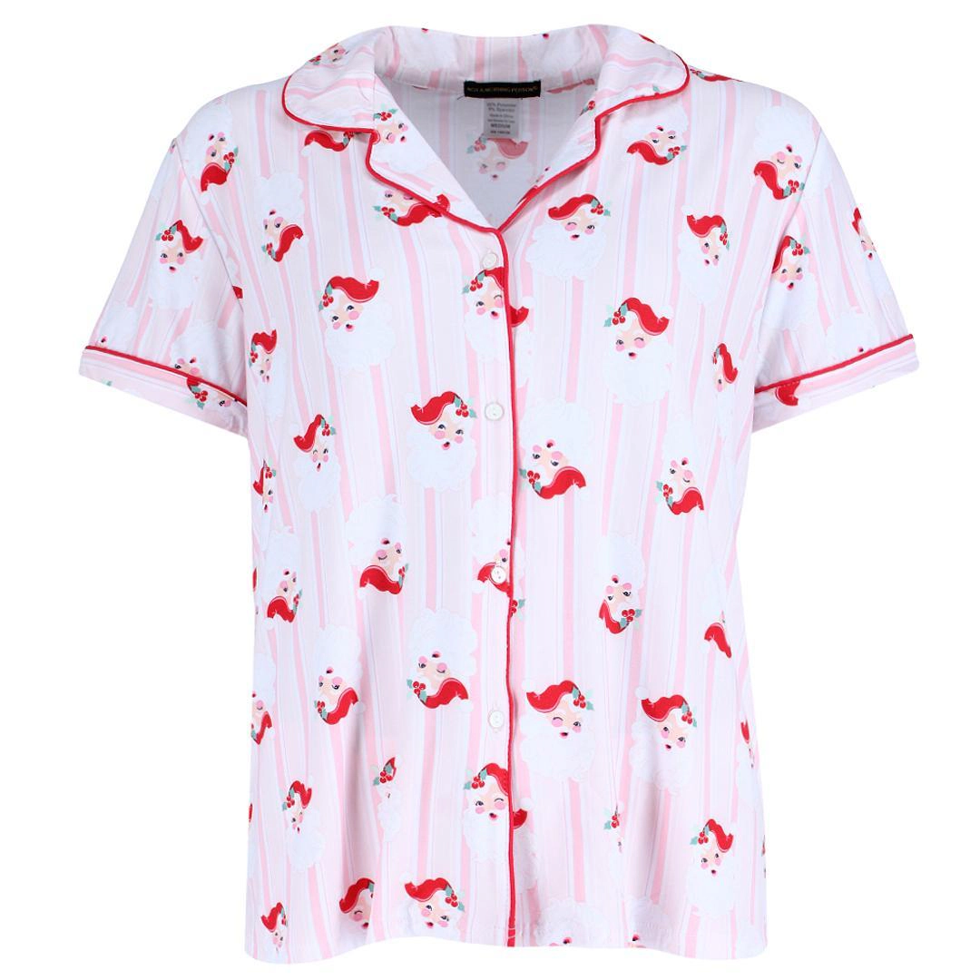 Not a Morning Person Women's Santa Notch Collar Short Sleeve Pajama Set