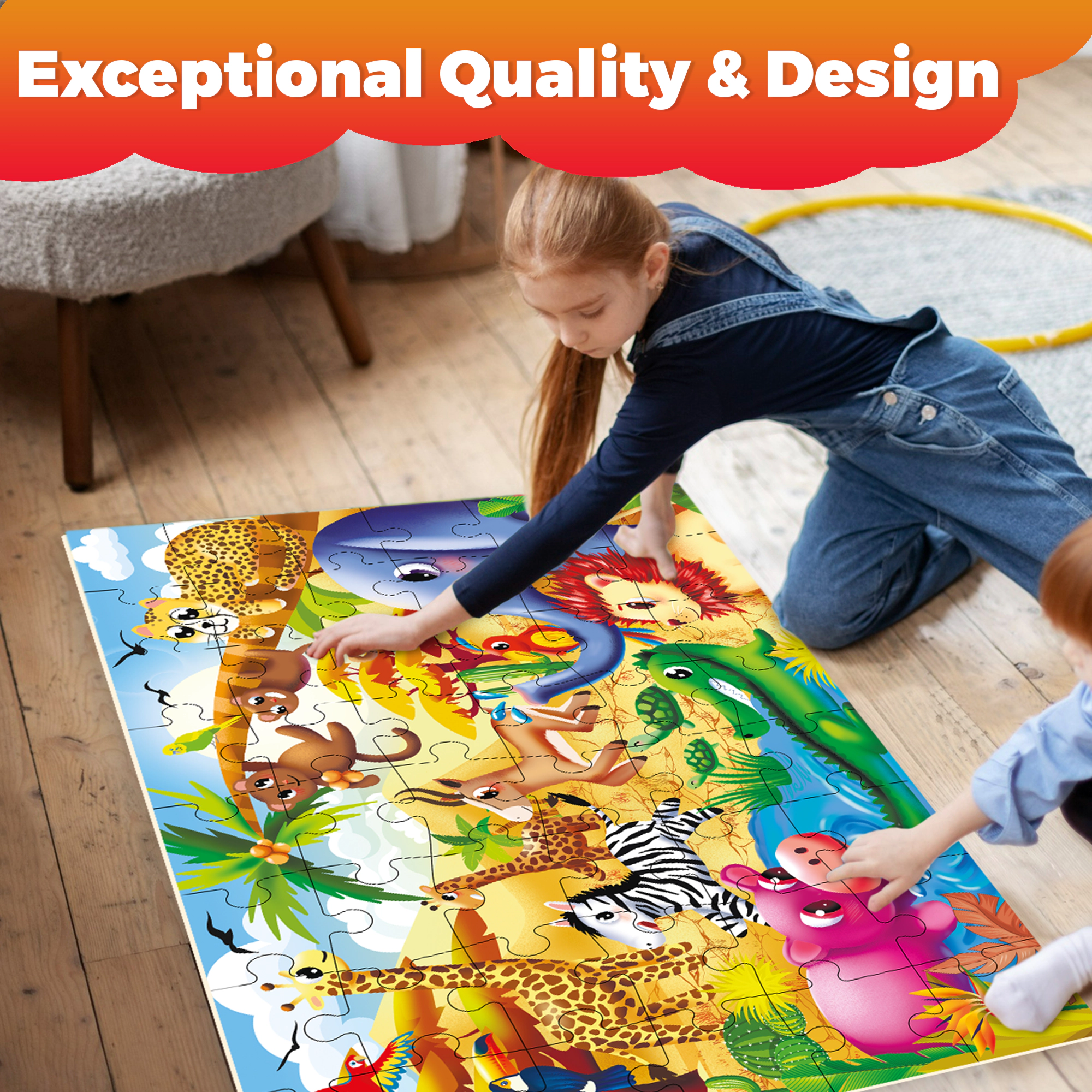 QUOKKA 2x3 FT Giant Floor Jigsaw Puzzle, Interactive Learning Activity for Kids Ages 4-6