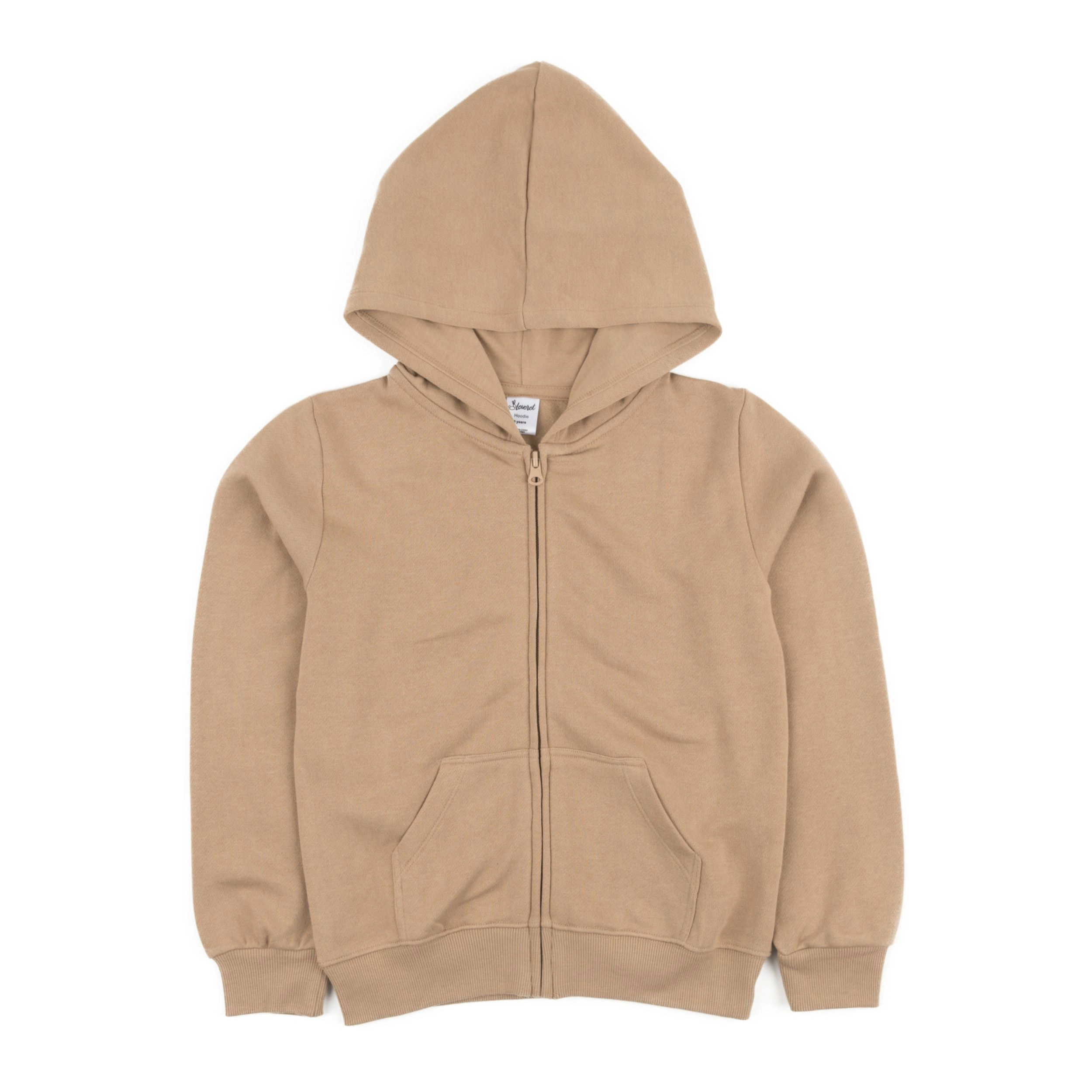 Leveret Toddler/Kid Basics Neutral Solid Full Zip Hoodie Sweatshirt