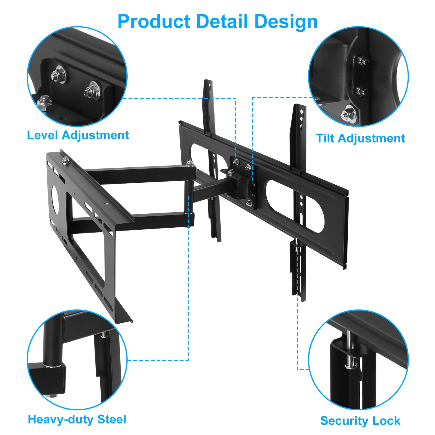 GBruno Full Motion TV Wall Mount For 37-70 Inch TVs