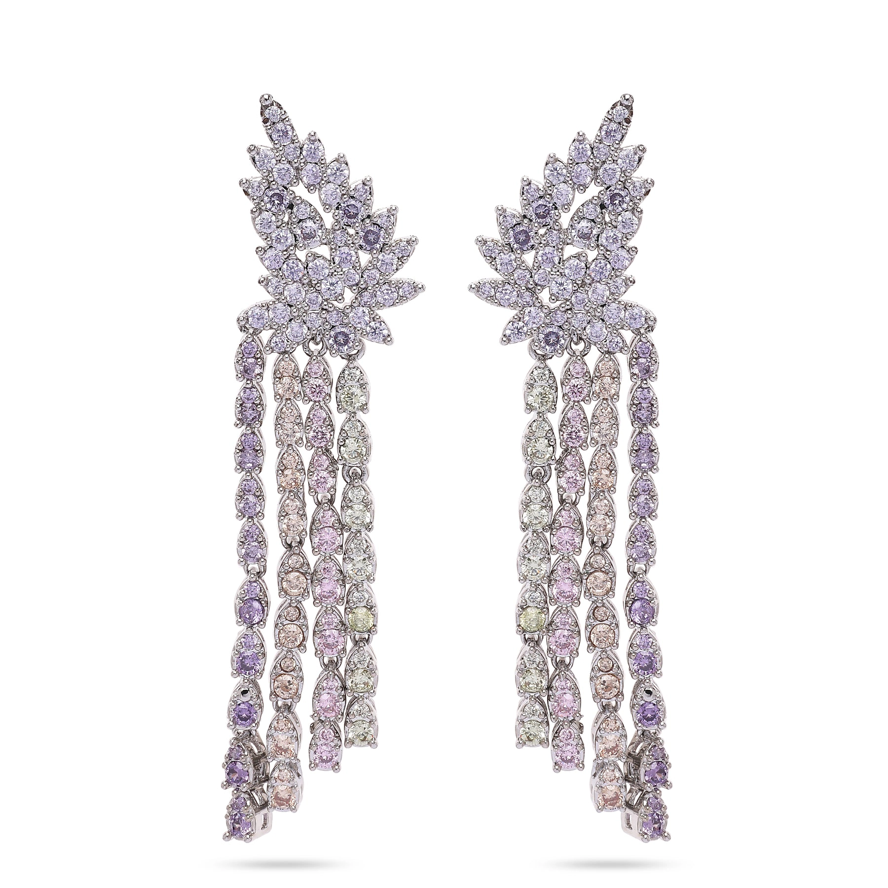 AGP PARIS Womens Light Purple Tassel Drop Earrings