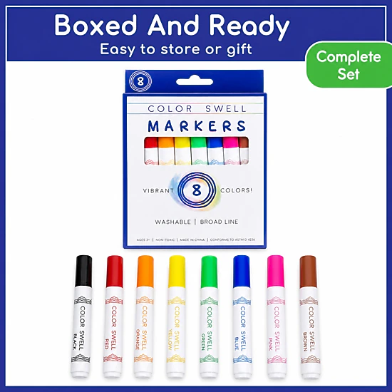 Color Swell Broad Line Bulk Markers, 6 Pack, 8 per Pack (48 Total)