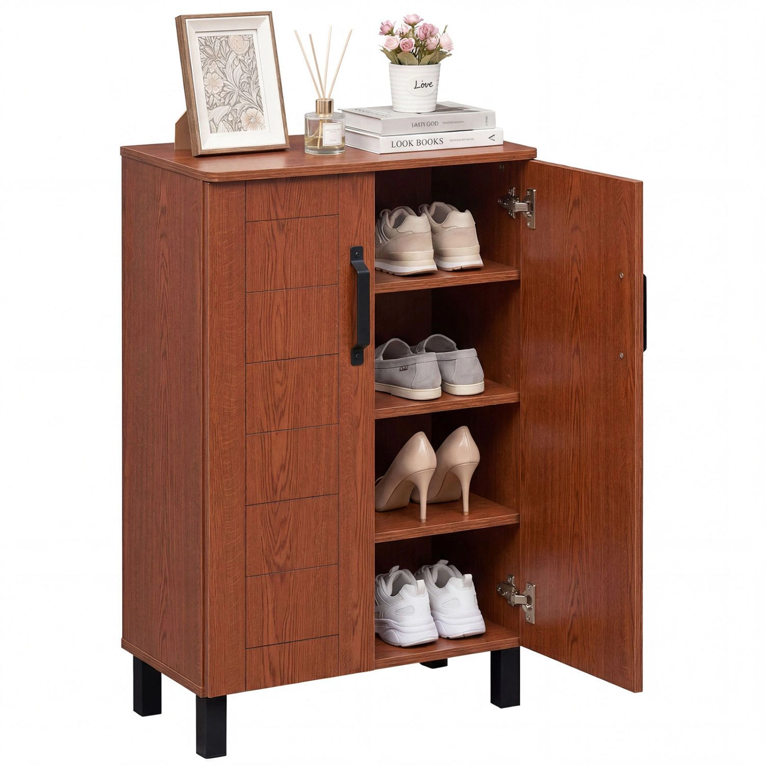 SlickBlue Shoe Organizer Cabinet with 4-Tier Adjustable Storage Shelves