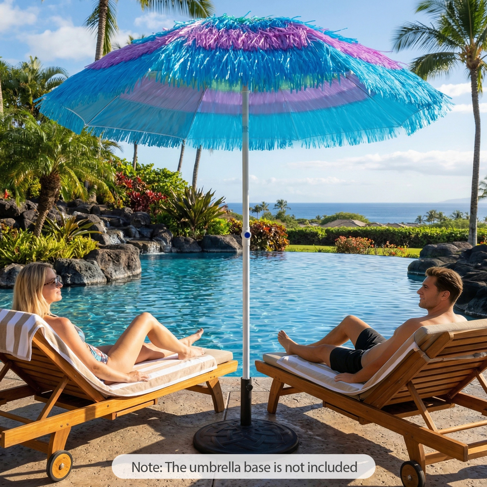 SUGIFT 6-ft Round Tiki Patio Umbrella with PE Thatch, 40° Tilt, Adjustable Height and Carry Bag