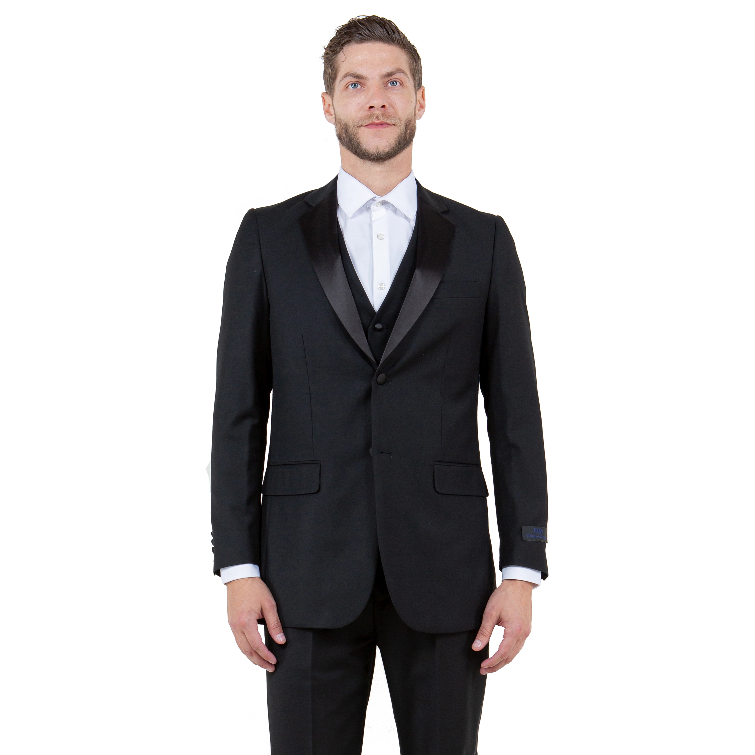 Bryan Michaels Mens 3pc Tuxedo Set w/ Satin Notch Lapel