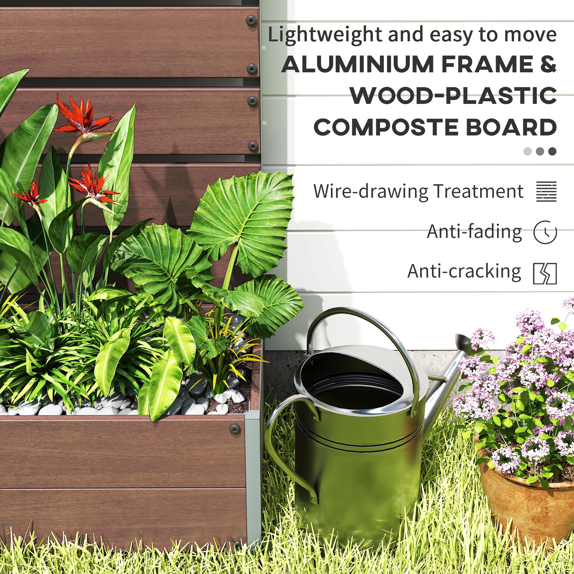 HONGGE Trellis Planter for Climbing Plants, Raised Garden Bed with Trellis, Planter Box for Outdoor