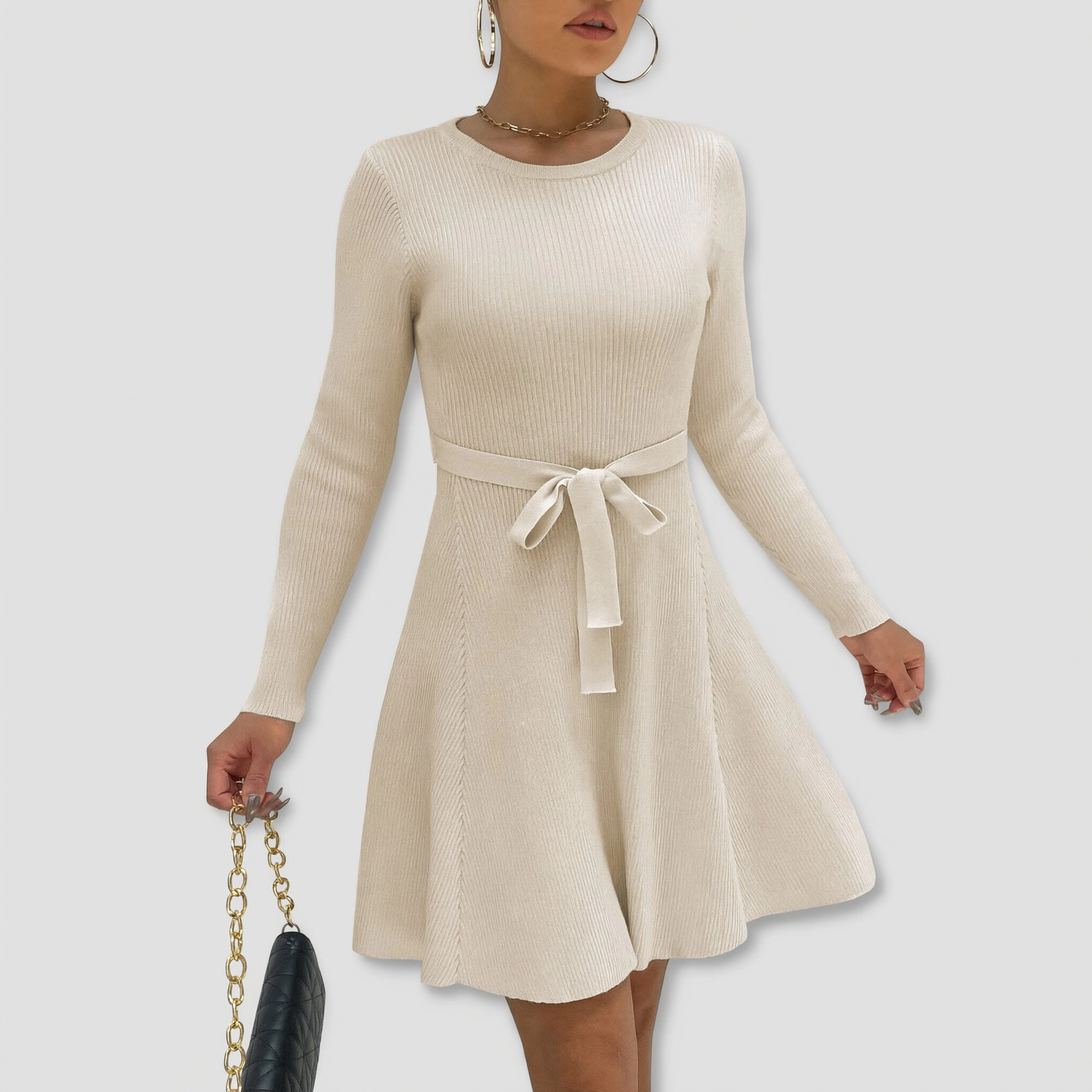 Zeagoo Women's Crew Neck Long Sleeve Sweater Dress