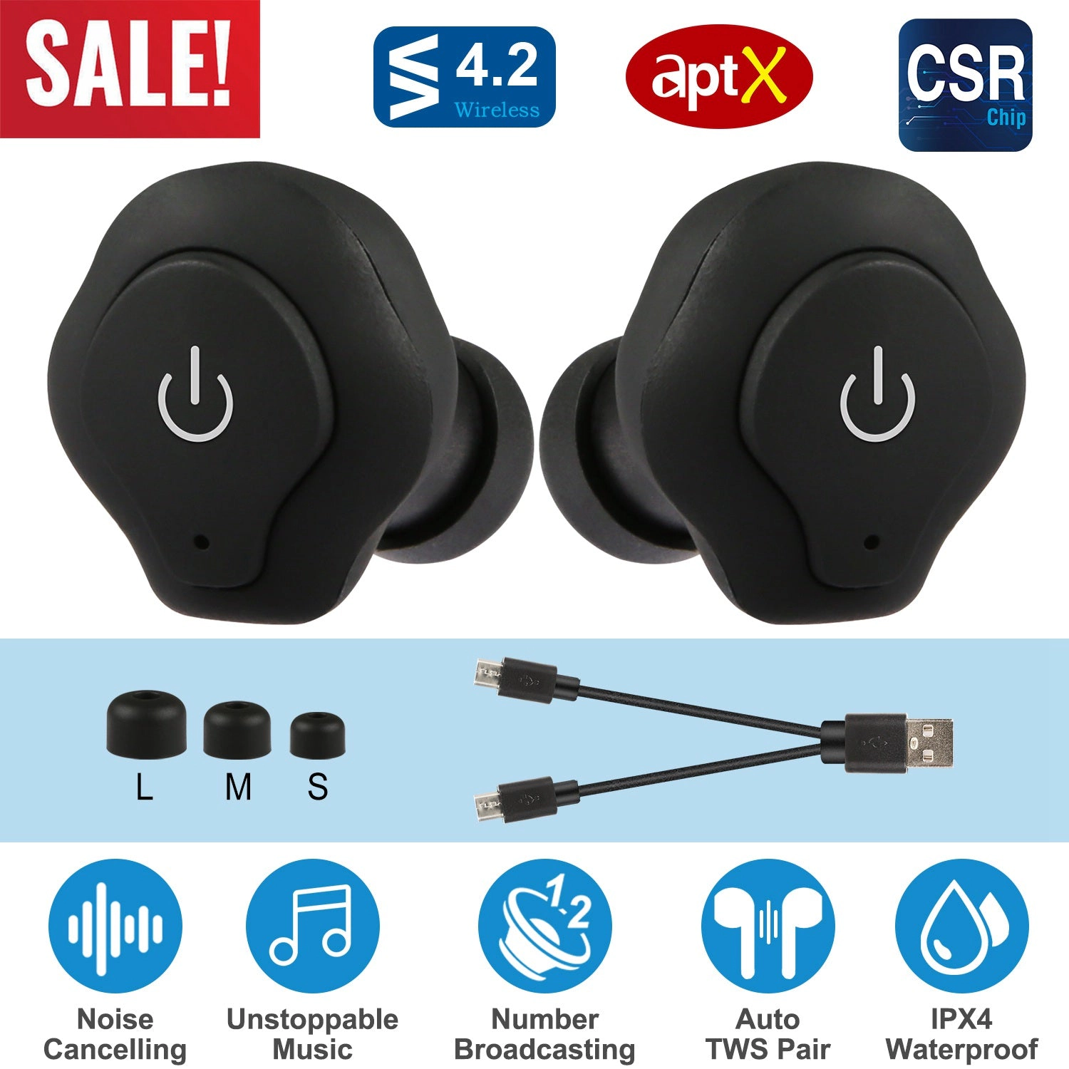 GBruno Wireless Stereo Earbuds With Microphone