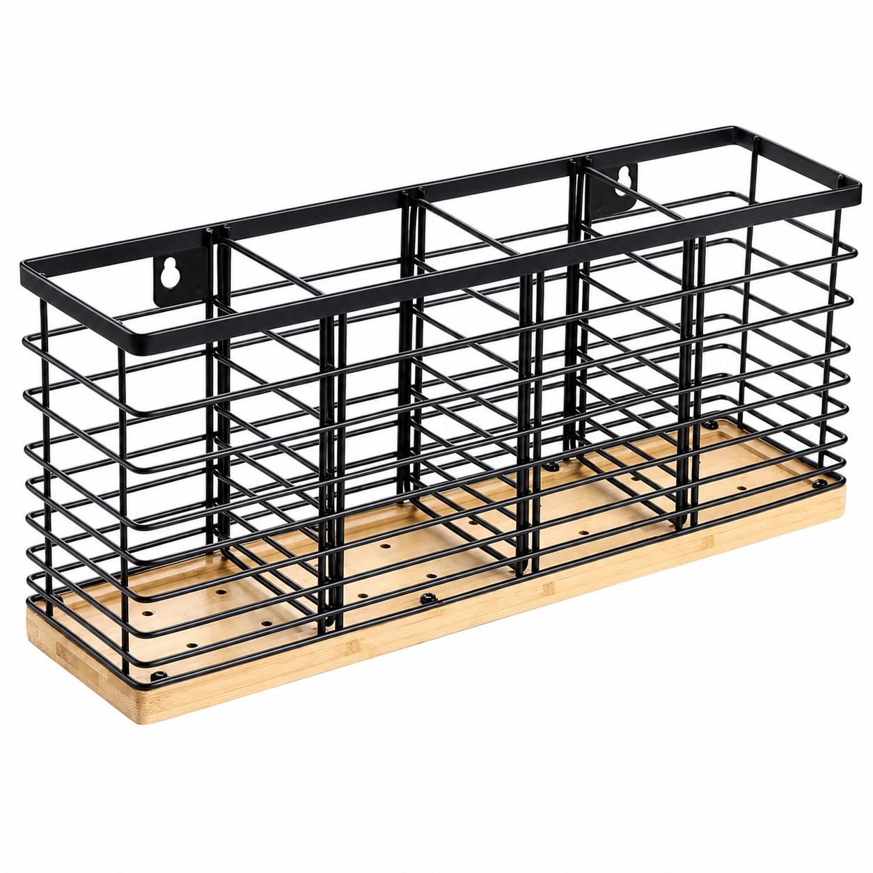 WZK Extra Large Wall Mounted Farmhouse Removable Divider Kitchen Utensil Holder