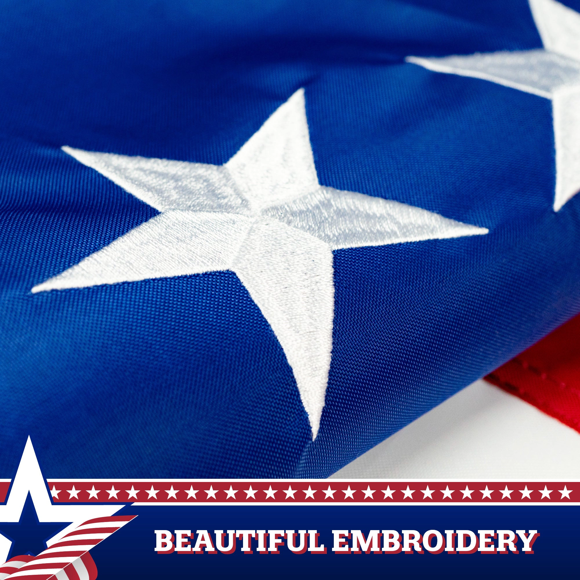 G128 Betsy Ross Pulldown Flag 13-Star - 1.67 x 8 ft, Embroidered Polyester