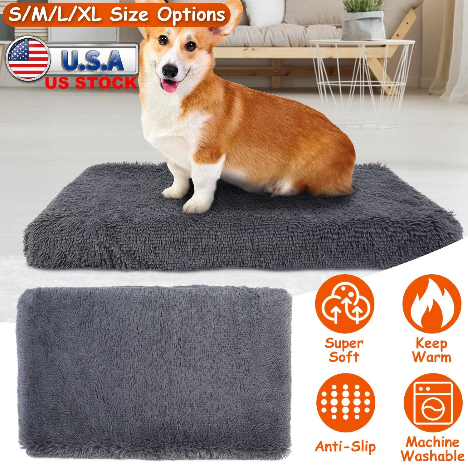 GBruno Plush Non-Slip Dog Bed Cushion Mat
