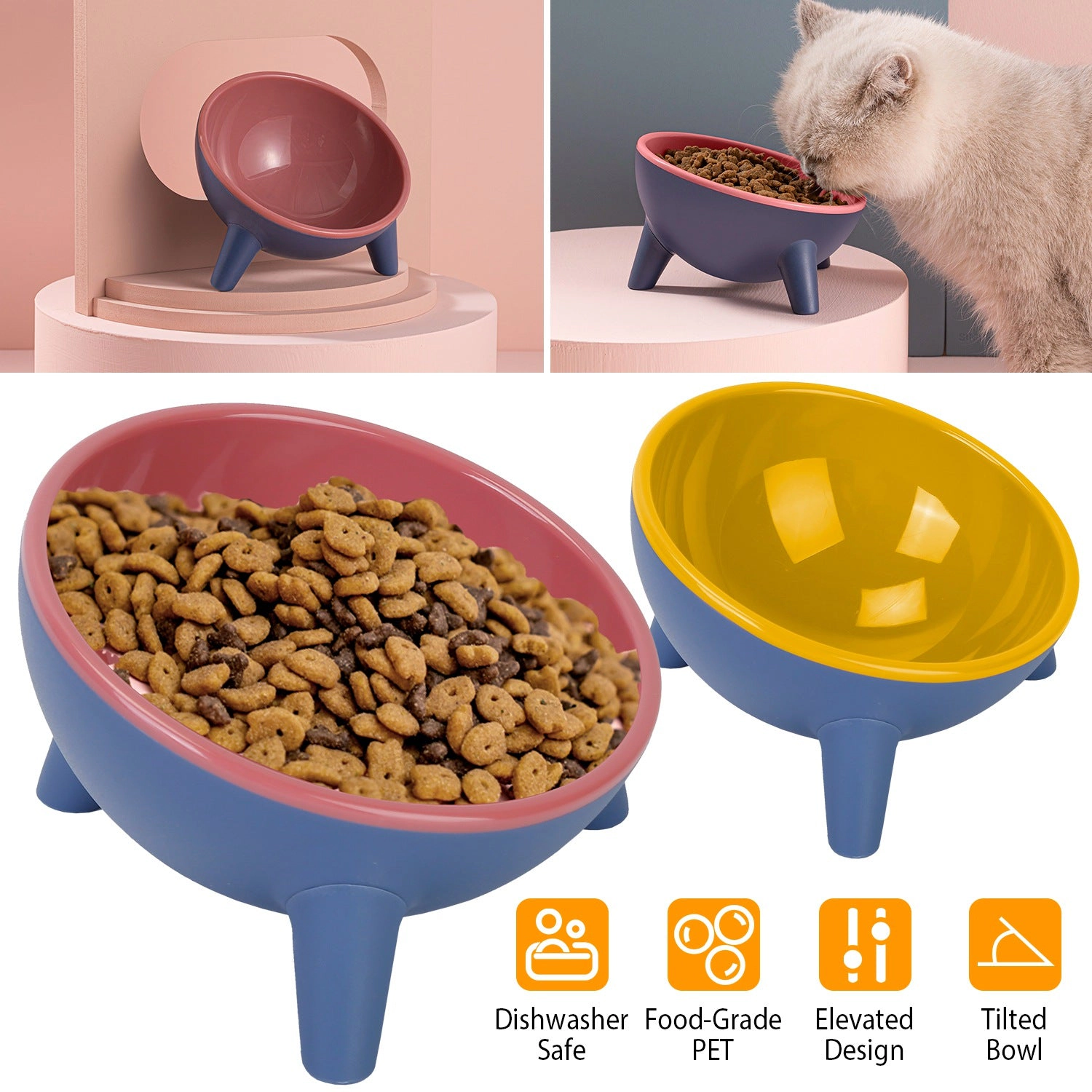 GBruno Elevated Tilted Cat Food Bowl