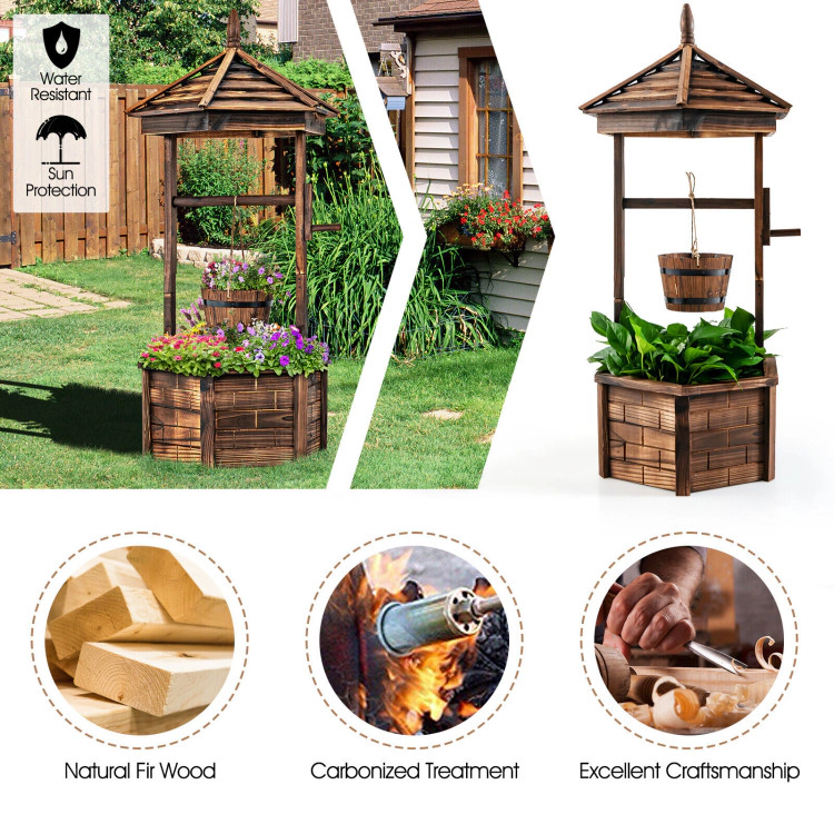Hivvago Rustic Wooden Wishing Well